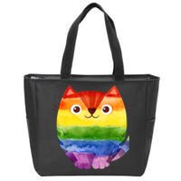 LGBT Allied Cat Be Kind Gay Rainbow Funny LGBTQ Zip Tote Bag