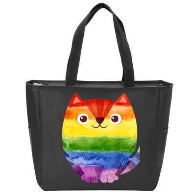 LGBT Allied Cat Be Kind Gay Rainbow Funny LGBTQ Zip Tote Bag