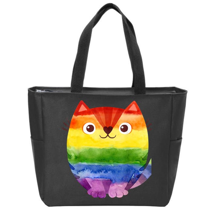 LGBT Allied Cat Be Kind Gay Rainbow Funny LGBTQ Zip Tote Bag