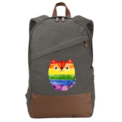 LGBT Allied Cat Be Kind Gay Rainbow Funny LGBTQ Cotton Canvas Backpack