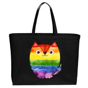 LGBT Allied Cat Be Kind Gay Rainbow Funny LGBTQ Cotton Canvas Jumbo Tote