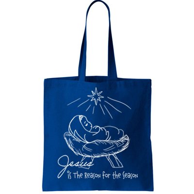 Line Art Christmas Jesus Is The Reason For The Season Gift Tote Bag