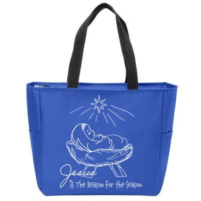 Line Art Christmas Jesus Is The Reason For The Season Gift Zip Tote Bag