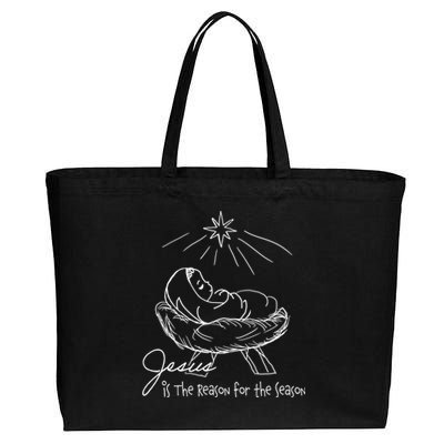 Line Art Christmas Jesus Is The Reason For The Season Gift Cotton Canvas Jumbo Tote