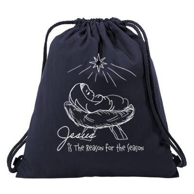 Line Art Christmas Jesus Is The Reason For The Season Gift Drawstring Bag