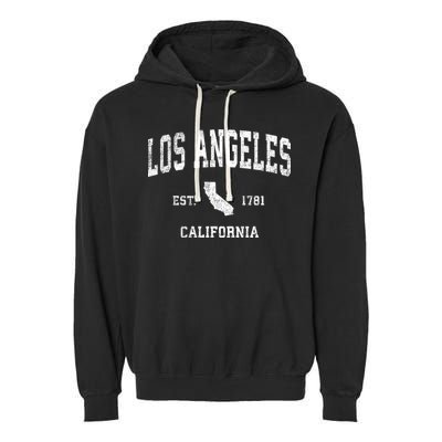 Los Angeles California Ca Vintage Sports Garment-Dyed Fleece Hoodie