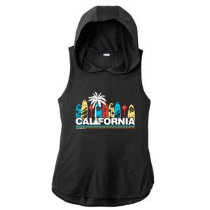 Los Angeles California Surfing Retro Logo Ladies PosiCharge Tri-Blend Wicking Draft Hoodie Tank