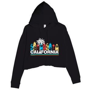 Los Angeles California Surfing Retro Logo Crop Fleece Hoodie