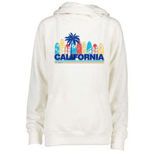 Los Angeles California Surfing Retro Logo Womens Funnel Neck Pullover Hood