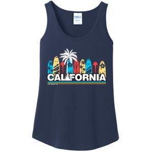 Los Angeles California Surfing Retro Logo Ladies Essential Tank