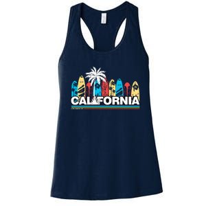 Los Angeles California Surfing Retro Logo Women's Racerback Tank