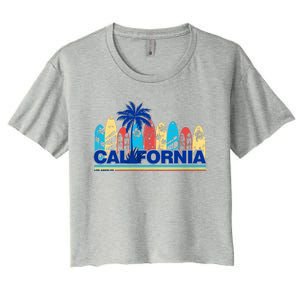 Los Angeles California Surfing Retro Logo Women's Crop Top Tee