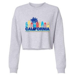 Los Angeles California Surfing Retro Logo Cropped Pullover Crew