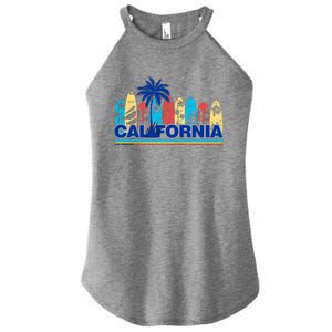 Los Angeles California Surfing Retro Logo Women's Perfect Tri Rocker Tank