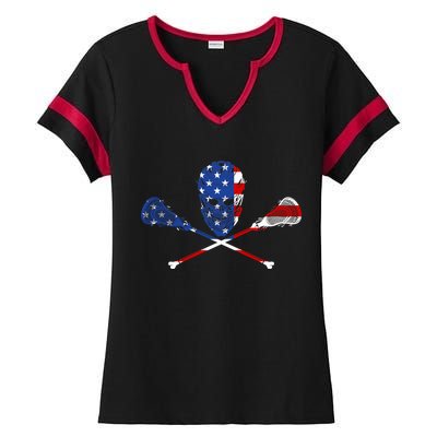 Lacrosse Flag Ladies Halftime Notch Neck Tee