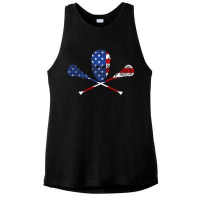 Lacrosse Flag Ladies PosiCharge Tri-Blend Wicking Tank