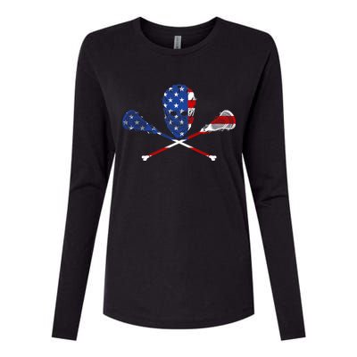 Lacrosse Flag Womens Cotton Relaxed Long Sleeve T-Shirt