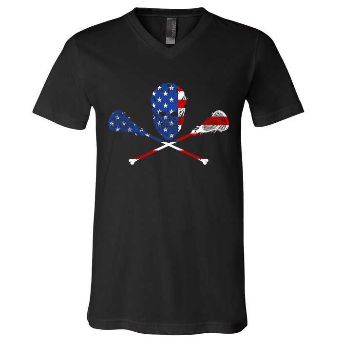 Lacrosse Flag V-Neck T-Shirt