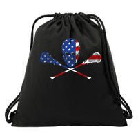 Lacrosse Flag Drawstring Bag