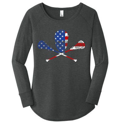 Lacrosse Flag Women's Perfect Tri Tunic Long Sleeve Shirt