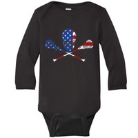 Lacrosse Flag Baby Long Sleeve Bodysuit