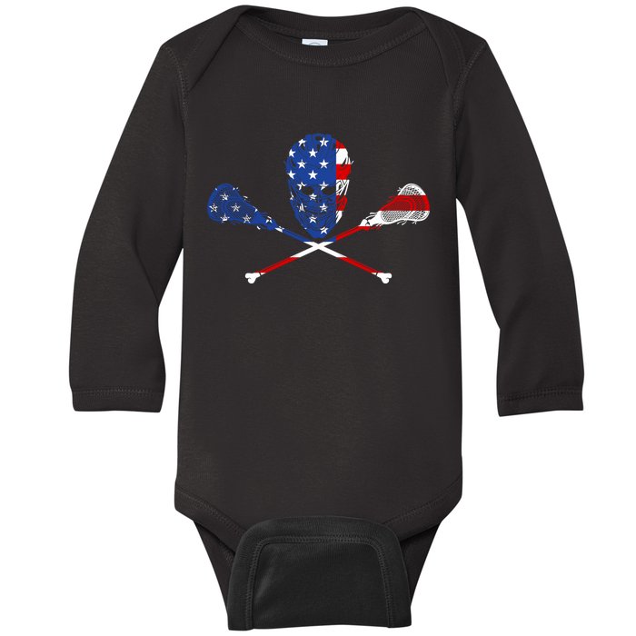 Lacrosse Flag Baby Long Sleeve Bodysuit