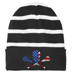 Lacrosse Flag Striped Beanie with Solid Band