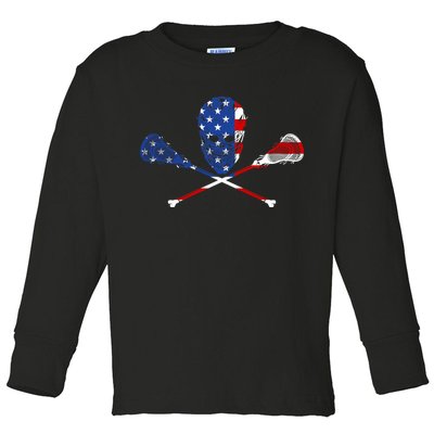 Lacrosse Flag Toddler Long Sleeve Shirt