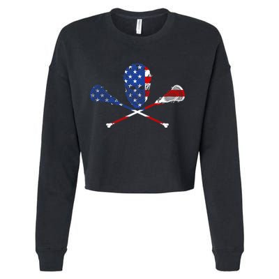 Lacrosse Flag Cropped Pullover Crew