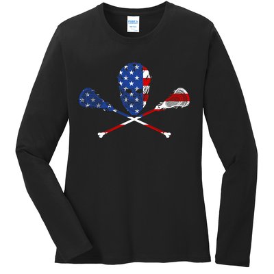 Lacrosse Flag Ladies Long Sleeve Shirt