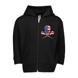 Lacrosse Sport Fan USA American Flag Toddler Zip Fleece Hoodie