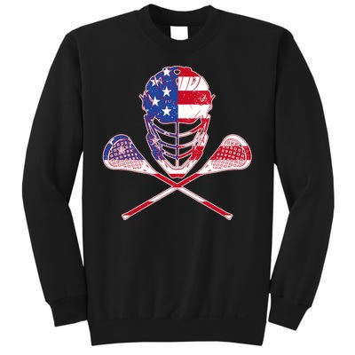 Lacrosse Sport Fan USA American Flag Sweatshirt