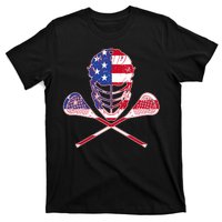 Lacrosse Sport Fan USA American Flag T-Shirt