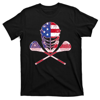 Lacrosse Sport Fan USA American Flag T-Shirt