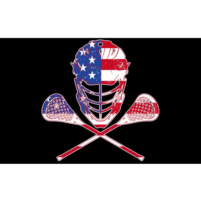 Lacrosse Sport Fan USA American Flag Bumper Sticker