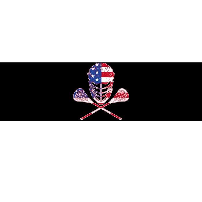 Lacrosse Sport Fan USA American Flag Bumper Sticker