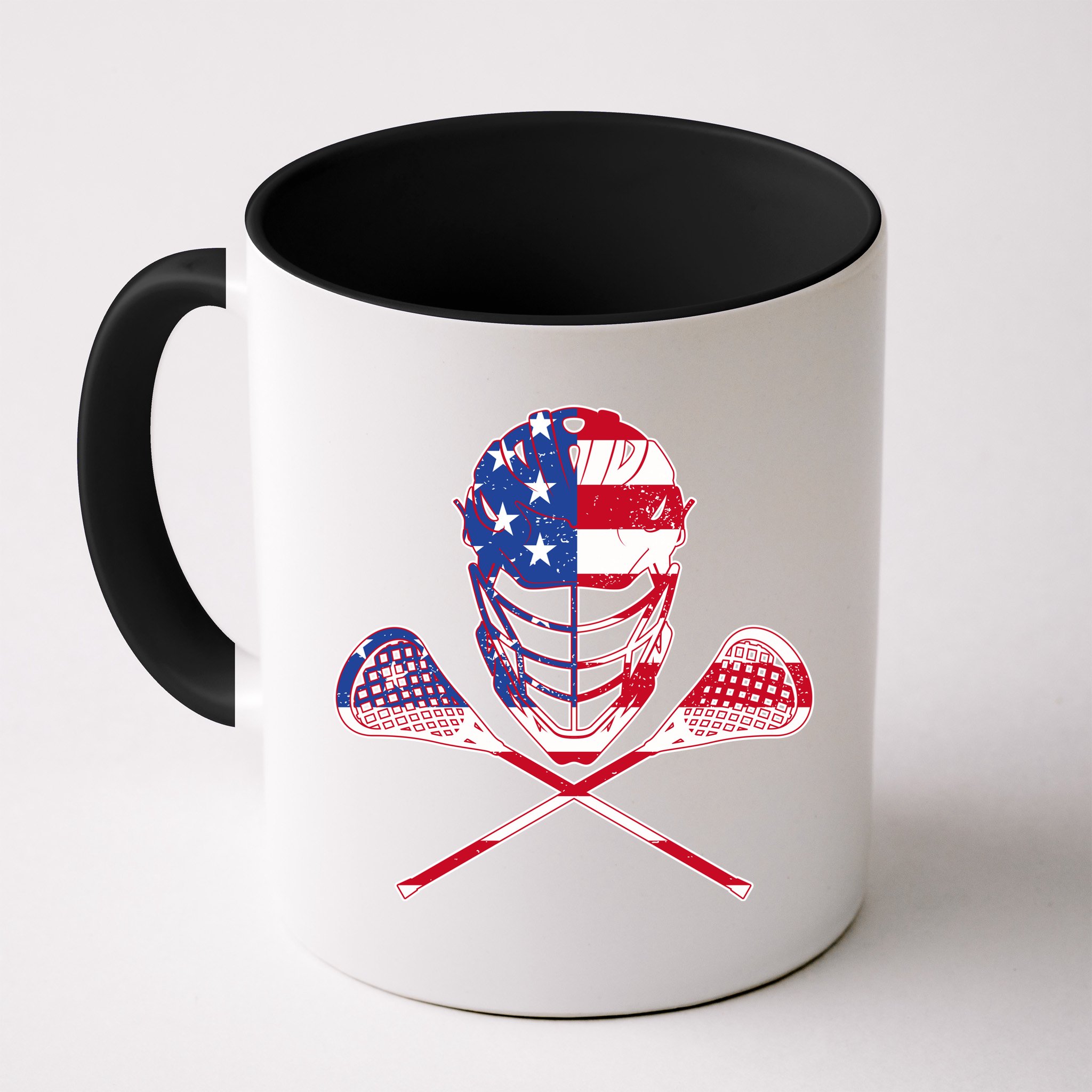 Lacrosse Sport Fan USA American Flag Mug