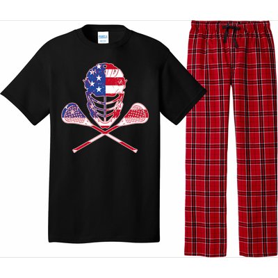 Lacrosse Sport Fan USA American Flag Pajama Set