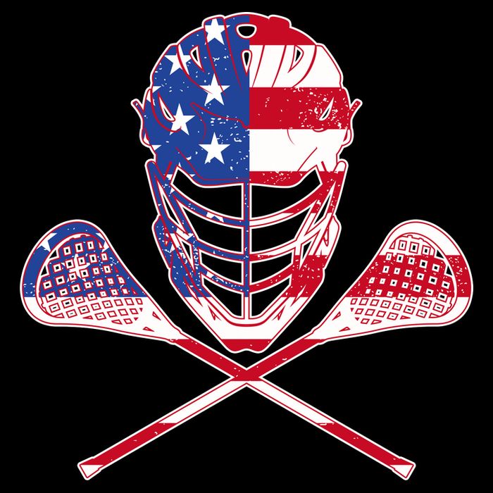 Lacrosse Sport Fan USA American Flag Flatbill Hat