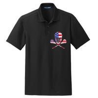 Lacrosse Sport Fan USA American Flag Dry Zone Grid Polo