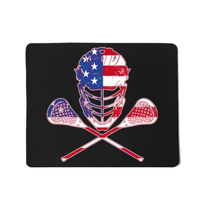 Lacrosse Sport Fan USA American Flag Mousepad