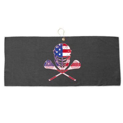 Lacrosse Sport Fan USA American Flag Large Microfiber Waffle Golf Towel