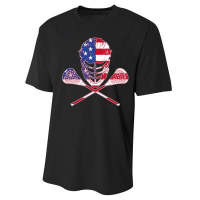 Lacrosse Sport Fan USA American Flag Performance Sprint T-Shirt