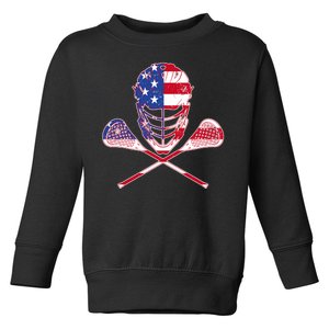 Lacrosse Sport Fan USA American Flag Toddler Sweatshirt