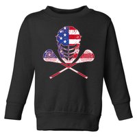 Lacrosse Sport Fan USA American Flag Toddler Sweatshirt