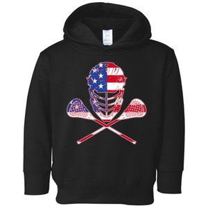 Lacrosse Sport Fan USA American Flag Toddler Hoodie