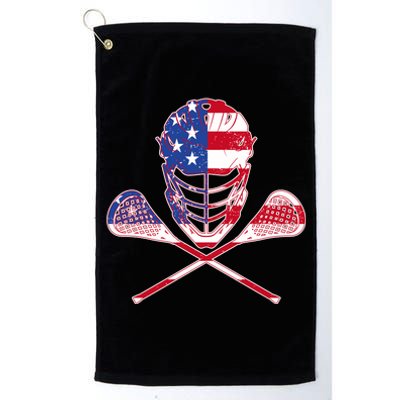 Lacrosse Sport Fan USA American Flag Platinum Collection Golf Towel