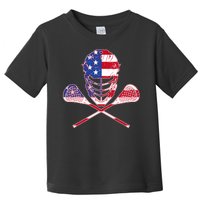 Lacrosse Sport Fan USA American Flag Toddler T-Shirt