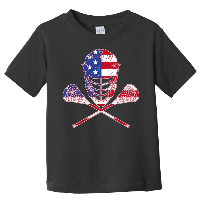 Lacrosse Sport Fan USA American Flag Toddler T-Shirt