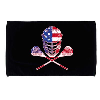 Lacrosse Sport Fan USA American Flag Microfiber Hand Towel